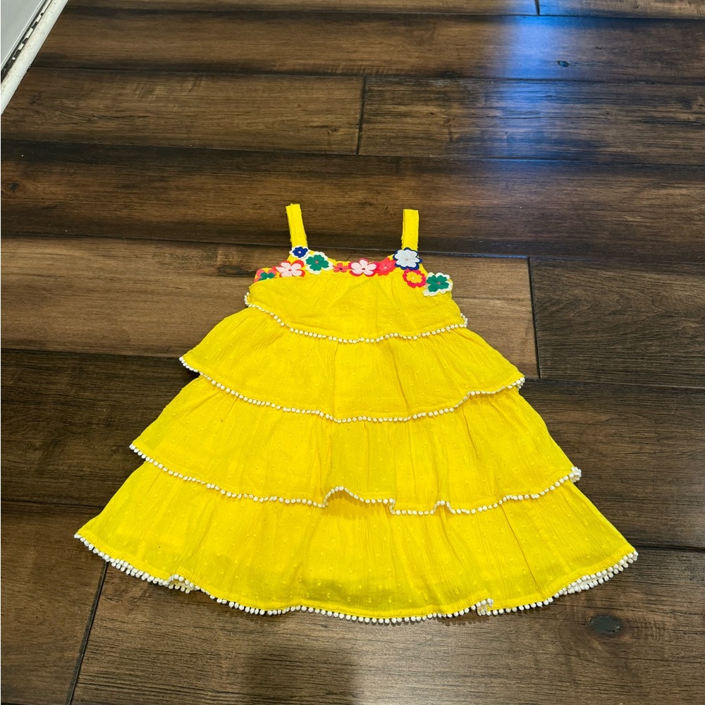 Mini Boden yellow summer dress with flowers size 2 to 3 years